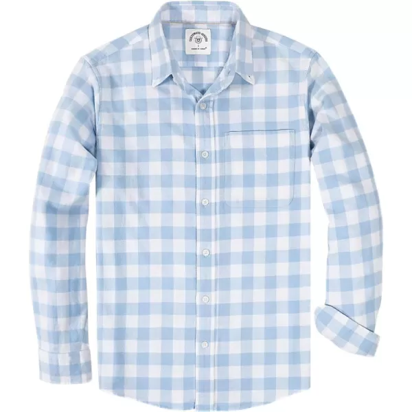 Dubinik® Flannel Shirt for Men Casual Button Down Work Soft All Cotton Lightweight Flannel Mens Plaid Shirts Long Sleeve