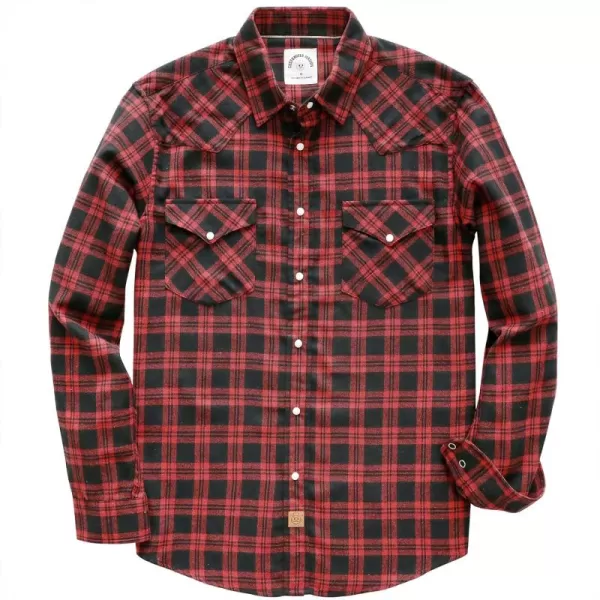 Dubinik® Flannel Shirt for Men Western Cowboy Pearl Snap Shirts for Men Long Sleeve Vintage Buttons Down Plaid Shirt