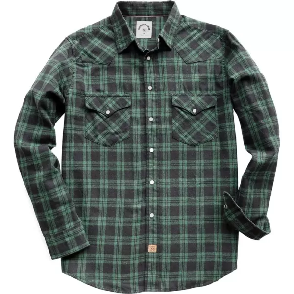 Dubinik® Flannel Shirt for Men Western Cowboy Pearl Snap Shirts for Men Long Sleeve Vintage Buttons Down Plaid Shirt