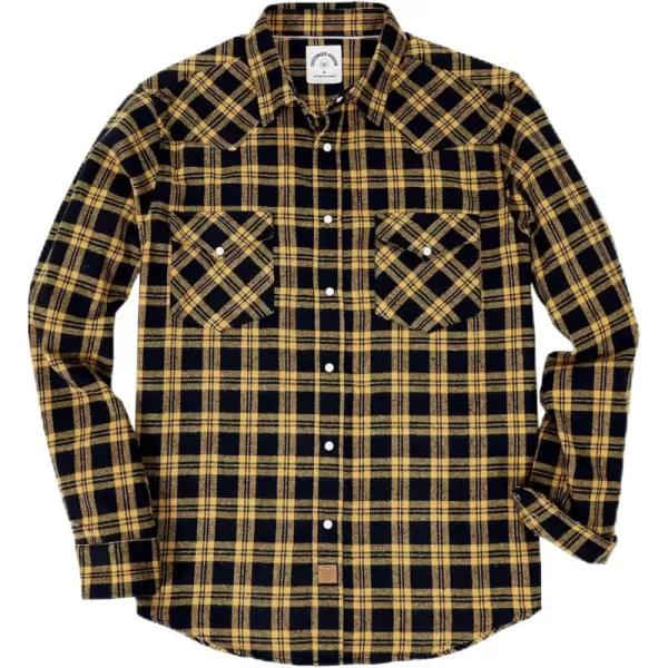 Dubinik® Flannel Shirt for Men Western Cowboy Pearl Snap Shirts for Men Long Sleeve Vintage Buttons Down Plaid Shirt