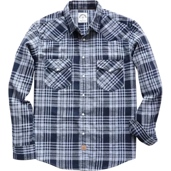Dubinik® Flannel Shirt for Men Western Cowboy Pearl Snap Shirts for Men Long Sleeve Vintage Buttons Down Plaid Shirt