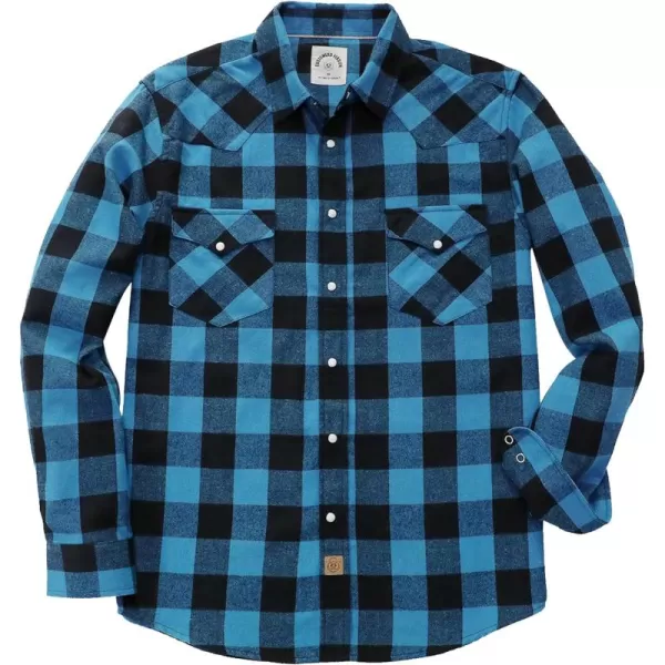 Dubinik® Flannel Shirt for Men Western Cowboy Pearl Snap Shirts for Men Long Sleeve Vintage Buttons Down Plaid Shirt