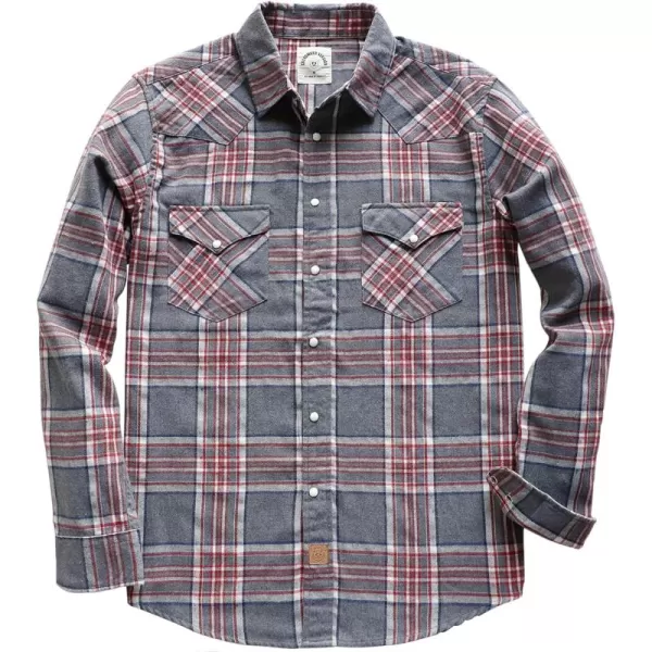 Dubinik® Flannel Shirt for Men Western Cowboy Pearl Snap Shirts for Men Long Sleeve Vintage Buttons Down Plaid Shirt