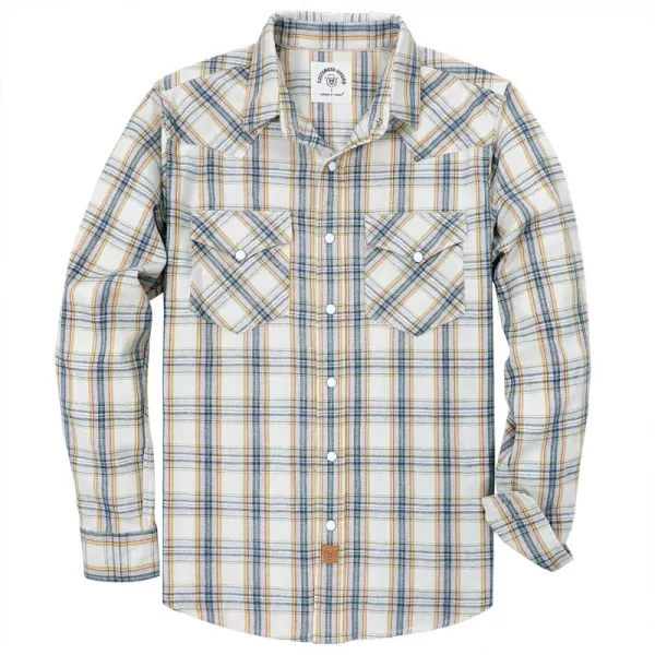 Dubinik® Flannel Shirt for Men Western Cowboy Pearl Snap Shirts for Men Long Sleeve Vintage Buttons Down Plaid Shirt