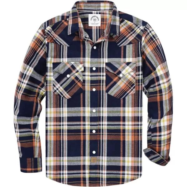 Dubinik® Flannel Shirt for Men Western Cowboy Pearl Snap Shirts for Men Long Sleeve Vintage Buttons Down Plaid Shirt
