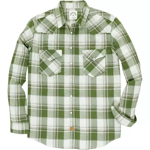 Dubinik® Flannel Shirt for Men Western Cowboy Pearl Snap Shirts for Men Long Sleeve Vintage Buttons Down Plaid Shirt