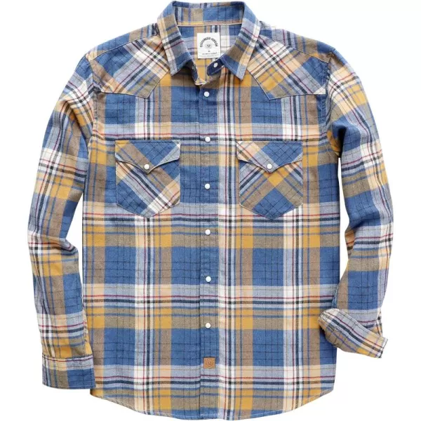 Dubinik® Flannel Shirt for Men Western Cowboy Pearl Snap Shirts for Men Long Sleeve Vintage Buttons Down Plaid Shirt