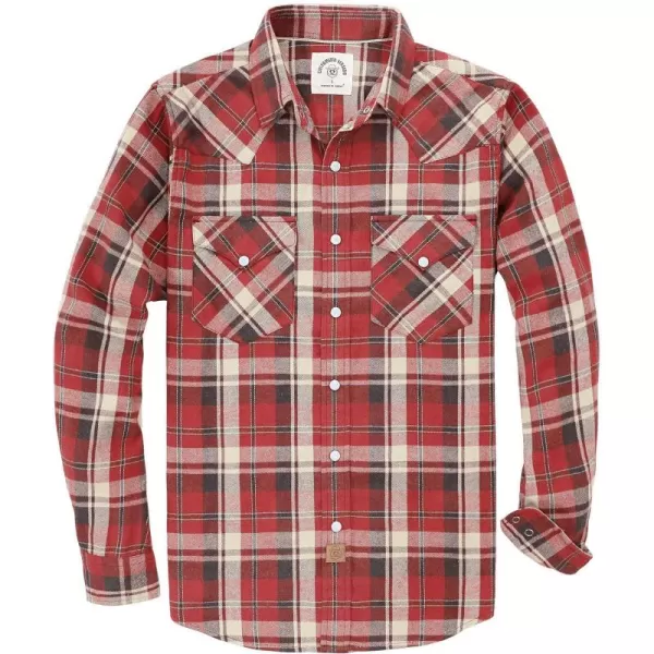 Dubinik® Flannel Shirt for Men Western Cowboy Pearl Snap Shirts for Men Long Sleeve Vintage Buttons Down Plaid Shirt
