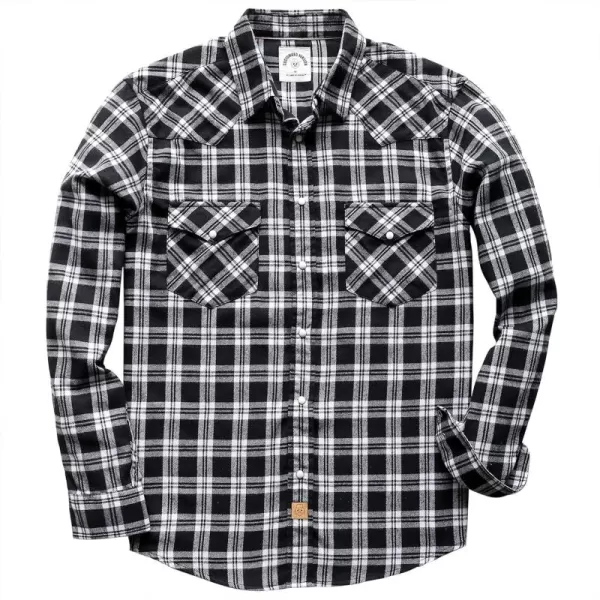 Dubinik® Flannel Shirt for Men Western Cowboy Pearl Snap Shirts for Men Long Sleeve Vintage Buttons Down Plaid Shirt