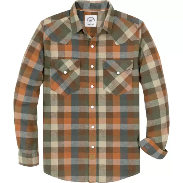 Dubinik® Flannel Shirt for Men Western Cowboy Pearl Snap Shirts for Men Long Sleeve Vintage Buttons Down Plaid Shirt