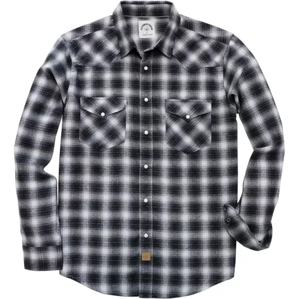 Dubinik® Flannel Shirt for Men Western Cowboy Pearl Snap Shirts for Men Long Sleeve Vintage Buttons Down Plaid Shirt