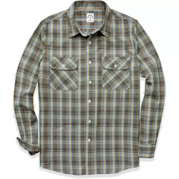 Dubinik® Flannel Shirt for Men Western Cowboy Pearl Snap Shirts for Men Long Sleeve Vintage Buttons Down Plaid Shirt
