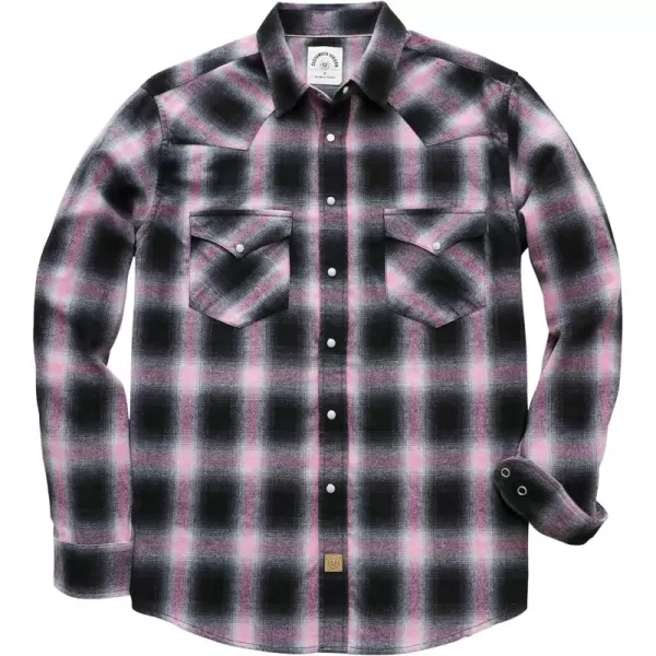 Dubinik® Flannel Shirt for Men Western Cowboy Pearl Snap Shirts for Men Long Sleeve Vintage Buttons Down Plaid Shirt