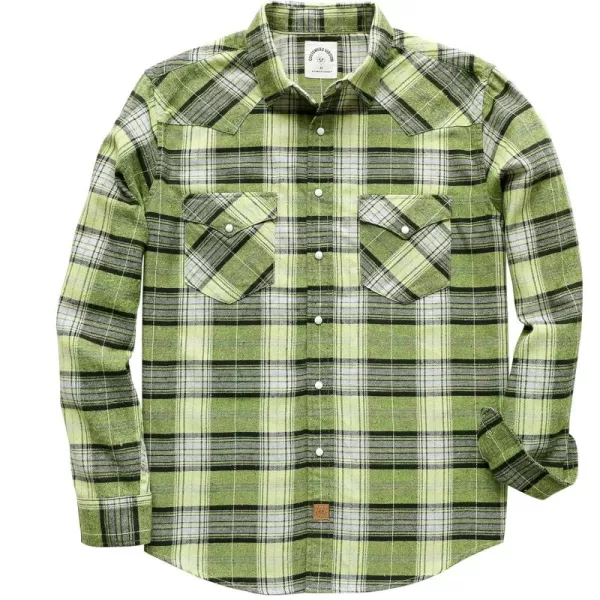 Dubinik® Flannel Shirt for Men Western Cowboy Pearl Snap Shirts for Men Long Sleeve Vintage Buttons Down Plaid Shirt