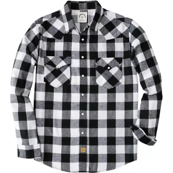 Dubinik® Flannel Shirt for Men Western Cowboy Pearl Snap Shirts for Men Long Sleeve Vintage Buttons Down Plaid Shirt