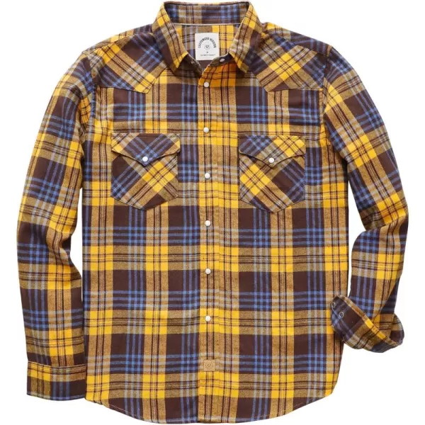 Dubinik® Flannel Shirt for Men Western Cowboy Pearl Snap Shirts for Men Long Sleeve Vintage Buttons Down Plaid Shirt