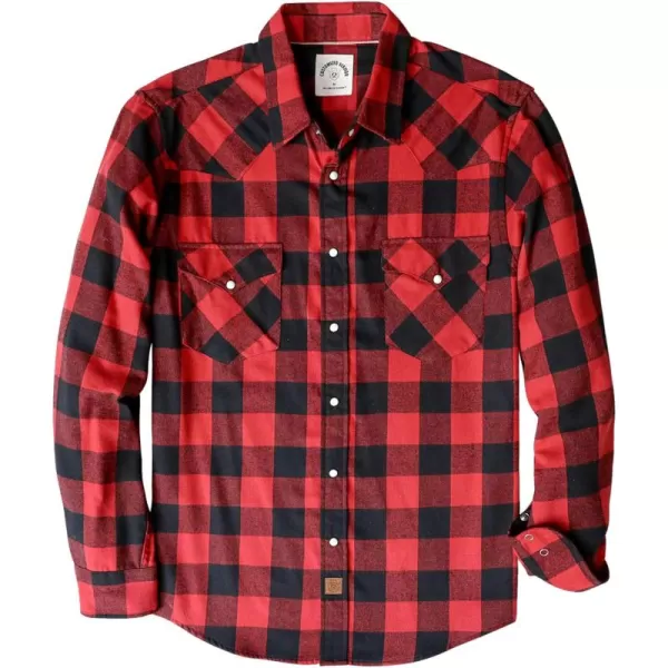 Dubinik® Flannel Shirt for Men Western Cowboy Pearl Snap Shirts for Men Long Sleeve Vintage Buttons Down Plaid Shirt