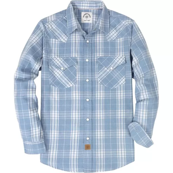Dubinik® Flannel Shirt for Men Western Cowboy Pearl Snap Shirts for Men Long Sleeve Vintage Buttons Down Plaid Shirt