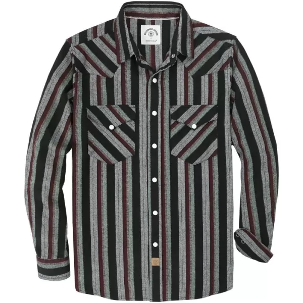 Dubinik® Flannel Shirt for Men Western Cowboy Pearl Snap Shirts for Men Long Sleeve Vintage Buttons Down Plaid Shirt