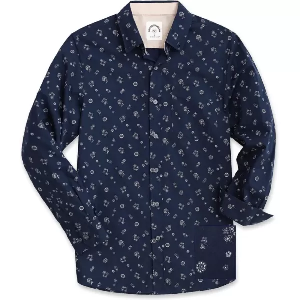 Dubinik® Mens Button Down Long Sleeve Shirts 100% Cotton Plaid Casual Shirt with Pocket