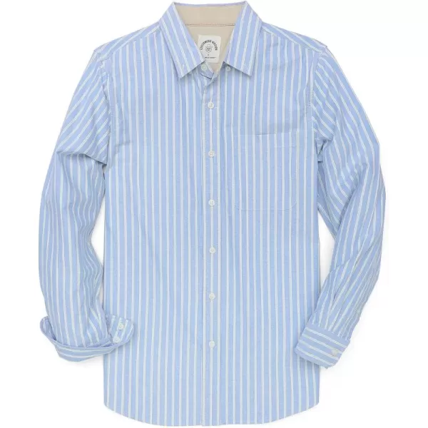 Dubinik® Mens Button Down Long Sleeve Shirts 100% Cotton Plaid Casual Shirt with Pocket