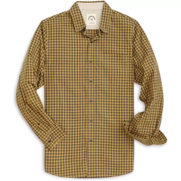 Dubinik® Mens Button Down Long Sleeve Shirts 100% Cotton Plaid Casual Shirt with Pocket