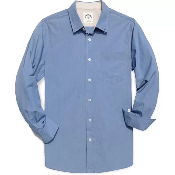 Dubinik® Mens Button Down Long Sleeve Shirts 100% Cotton Plaid Casual Shirt with Pocket