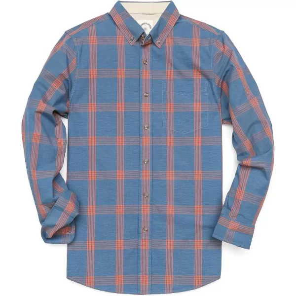 Dubinik® Mens Button Down Long Sleeve Shirts 100% Cotton Plaid Casual Shirt with Pocket