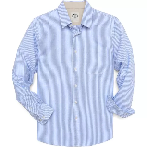 Dubinik® Mens Button Down Long Sleeve Shirts 100% Cotton Plaid Casual Shirt with Pocket