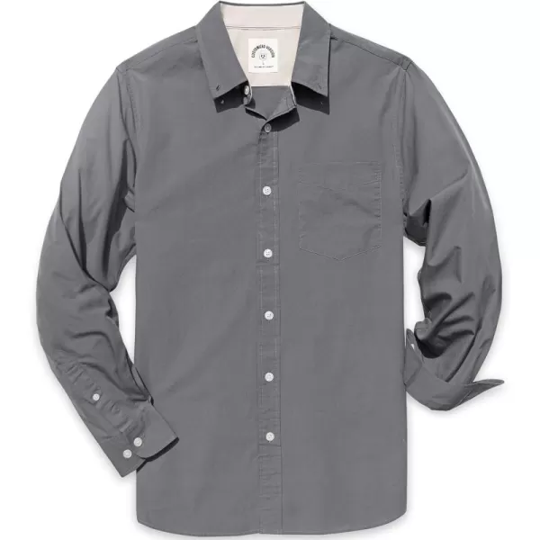 Dubinik® Mens Button Down Long Sleeve Shirts 100% Cotton Plaid Casual Shirt with Pocket