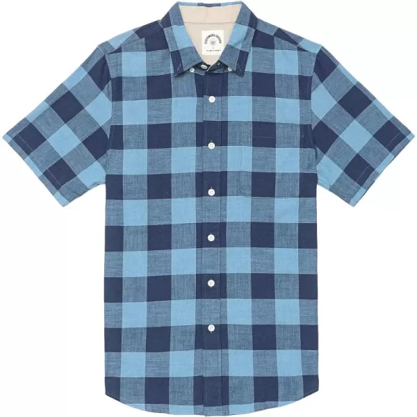 Dubinik® Mens Button Down Short Sleeve Shirt 100% Cotton Plaid Casual Oxford Shirts with Pocket