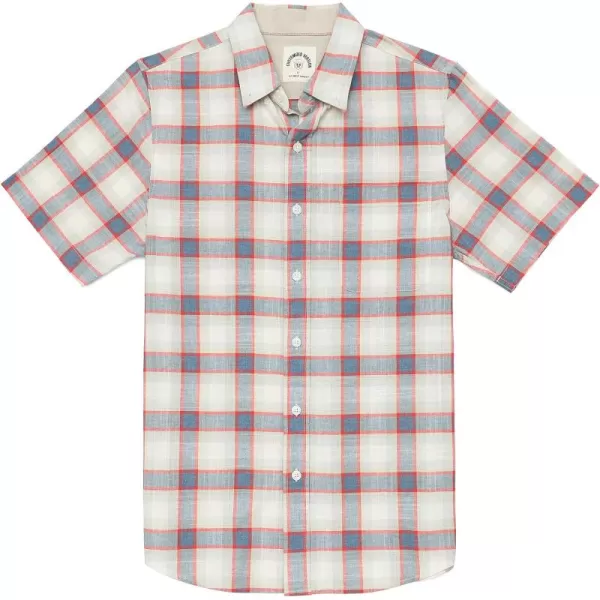 Dubinik® Mens Button Down Short Sleeve Shirt 100% Cotton Plaid Casual Oxford Shirts with Pocket