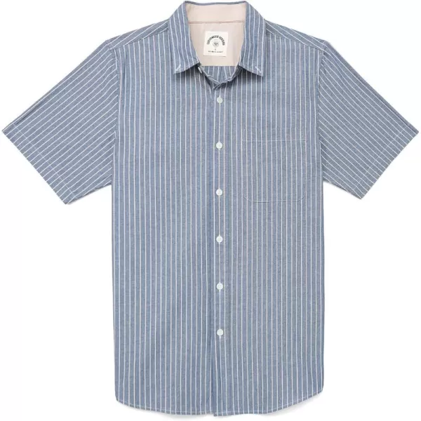 Dubinik® Mens Button Down Short Sleeve Shirt 100% Cotton Plaid Casual Oxford Shirts with Pocket
