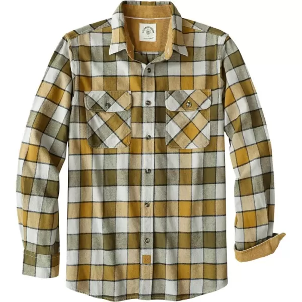 Dubinik® Mens Flannel Shirt Long Sleeve Button Down Plaid All Cotton Soft Brushed Flannel Shirt for Men Utility Casual Shirt