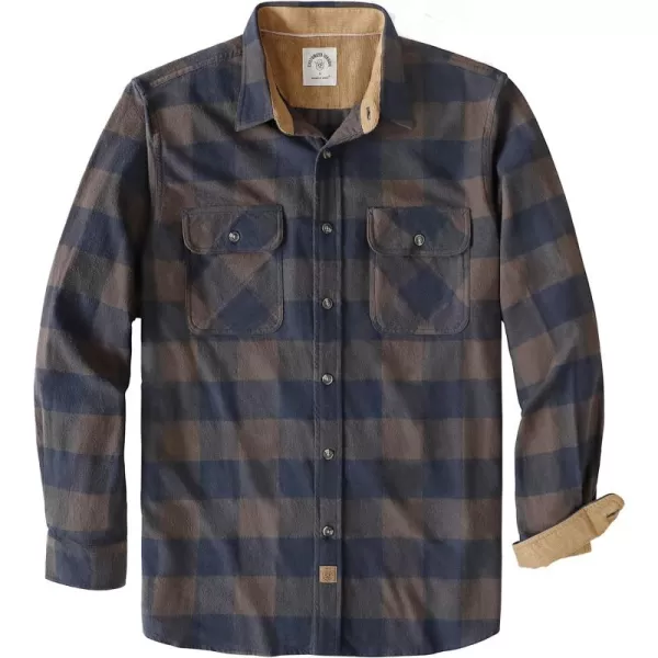 Dubinik® Mens Flannel Shirt Long Sleeve Button Down Plaid All Cotton Soft Brushed Flannel Shirt for Men Utility Casual Shirt