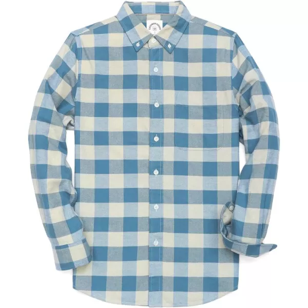 Dubinik® Mens Flannel Shirt Long Sleeve Plaid Flannel Shirt for Men Soft 100% Cotton Casual Button Down Shirts Regular Fit