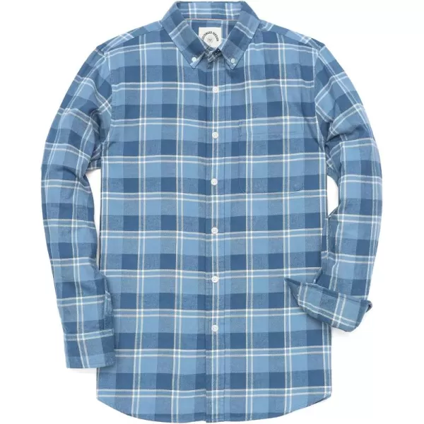 Dubinik® Mens Flannel Shirt Long Sleeve Plaid Flannel Shirt for Men Soft 100% Cotton Casual Button Down Shirts Regular Fit
