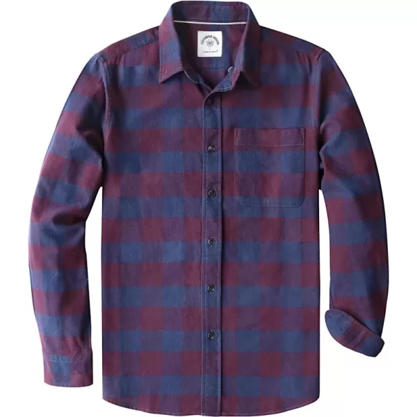 Dubinik® Mens Flannel Shirt Long Sleeve Plaid Flannel Shirt for Men Soft 100% Cotton Casual Button Down Shirts Regular Fit