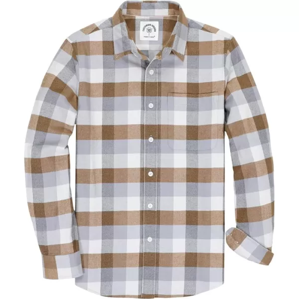 Dubinik® Mens Flannel Shirt Long Sleeve Plaid Flannel Shirt for Men Soft 100% Cotton Casual Button Down Shirts Regular Fit