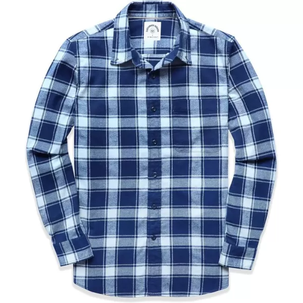Dubinik® Mens Flannel Shirt Long Sleeve Plaid Flannel Shirt for Men Soft 100% Cotton Casual Button Down Shirts Regular Fit