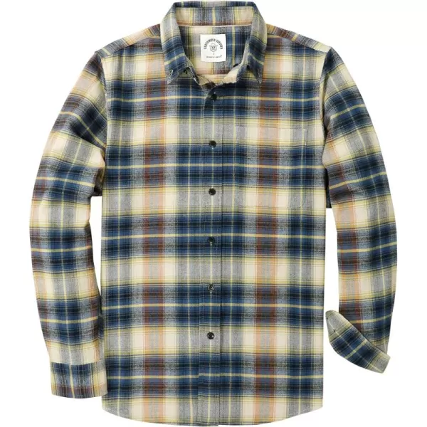 Dubinik® Mens Flannel Shirt Long Sleeve Plaid Flannel Shirt for Men Soft 100% Cotton Casual Button Down Shirts Regular Fit