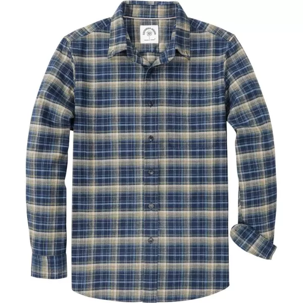 Dubinik® Mens Flannel Shirt Long Sleeve Plaid Flannel Shirt for Men Soft 100% Cotton Casual Button Down Shirts Regular Fit