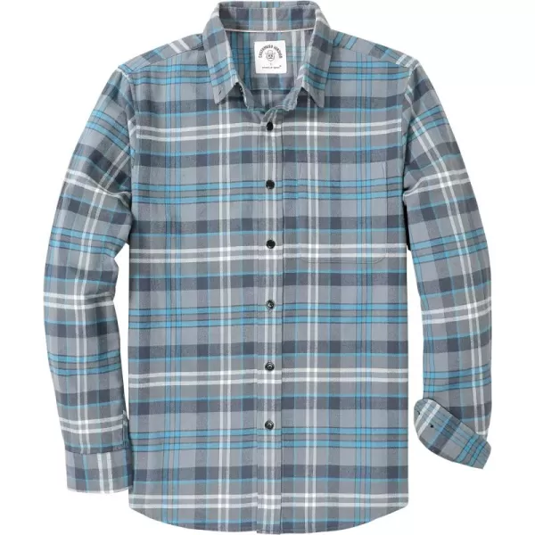 Dubinik® Mens Flannel Shirt Long Sleeve Plaid Flannel Shirt for Men Soft 100% Cotton Casual Button Down Shirts Regular Fit