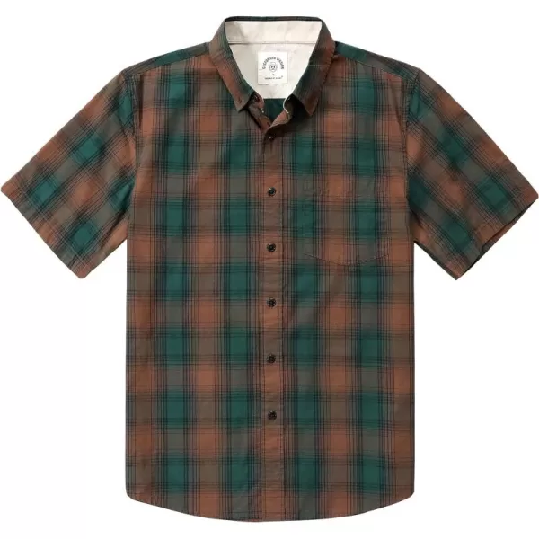 Dubinik® Mens Short Sleeve Button Down Shirts 100% Cotton Plaid Men's Casual Button-Down Shirts with Pocket