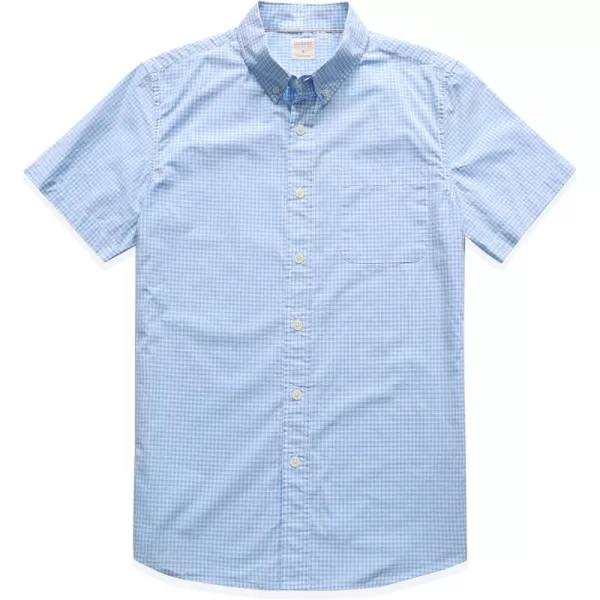 Dubinik® Mens Short Sleeve Button Down Shirts 100% Cotton Plaid Men's Casual Button-Down Shirts with Pocket