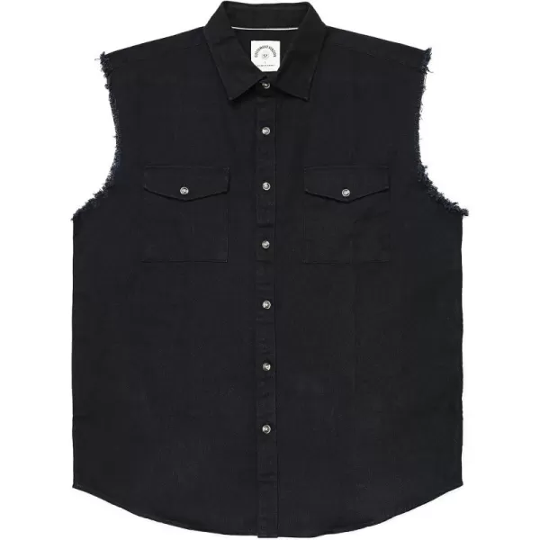 Dubinik® Men's Sleeveless Denim Shirt Button Down Cowboy Lightweight Jean Vest