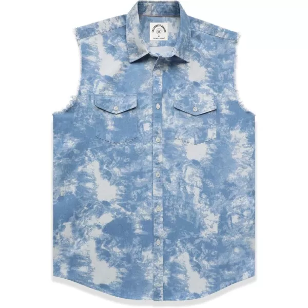 Dubinik® Men's Sleeveless Denim Shirt Button Down Cowboy Lightweight Jean Vest