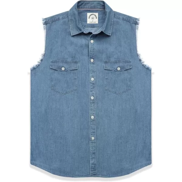 Dubinik® Men's Sleeveless Denim Shirt Button Down Cowboy Lightweight Jean Vest