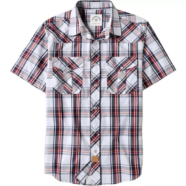 Dubinik® Western Shirts for Men Short Sleeve Plaid Pearl Snap Shirts for Men Button Up Shirt Cowboy Casual Work Shirt