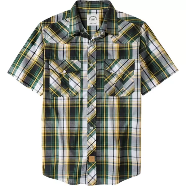 Dubinik® Western Shirts for Men Short Sleeve Plaid Pearl Snap Shirts for Men Button Up Shirt Cowboy Casual Work Shirt